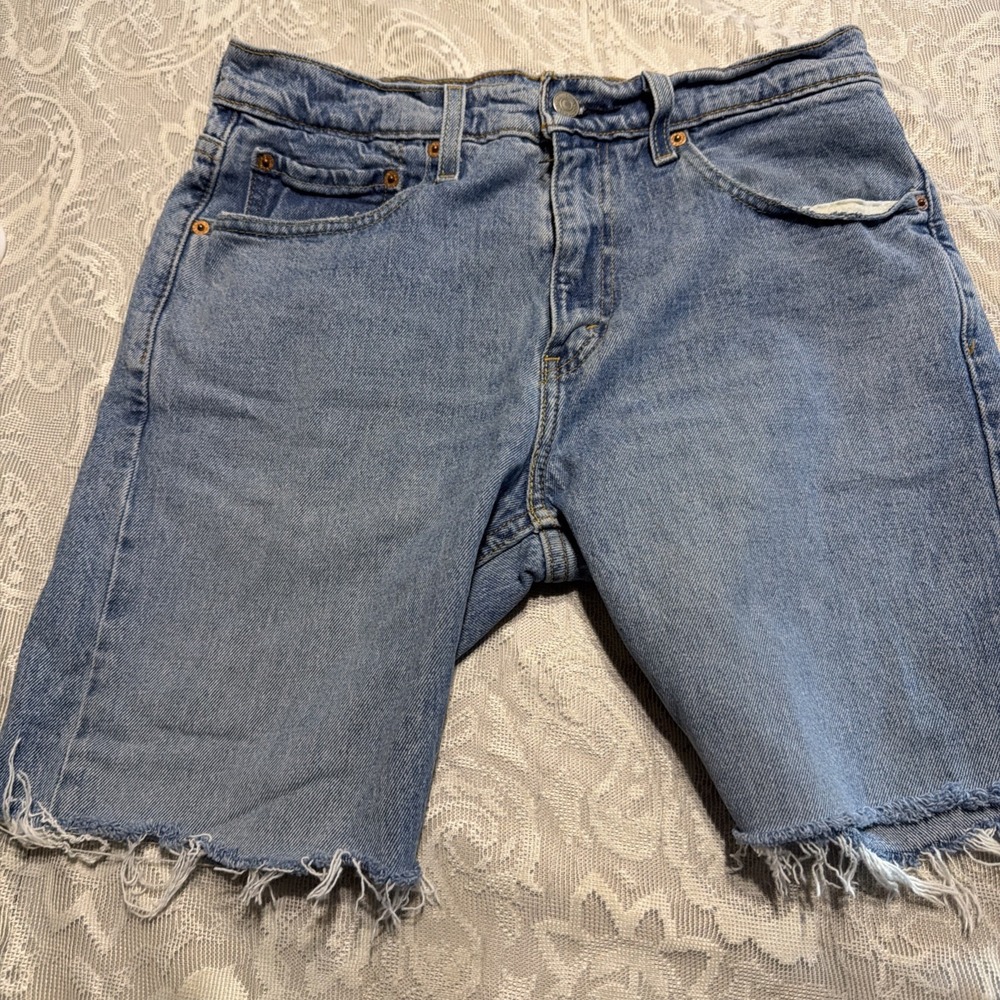 VNTG LEVI 512 Cut Off Shorts Faded Blue Grunge Whimsy Hippie Boho W29.5-L7"